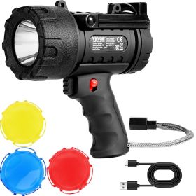 Rechargeable Spotlight Flashlight, 200,000 Lumens, IP67 Waterproof Handheld LED Spot Light