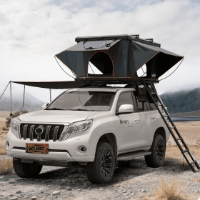 Rooftop Tent Hard Shell with USB Outlet, Winter Thermal Liner, Summer Side Awning&Luggage Racks for 4 Season Camping