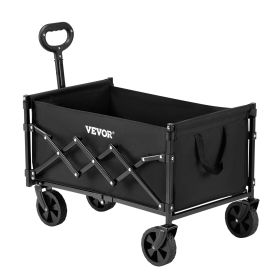 Collapsible Wagon Carts, 120L & 225LBS Folding Wagons with All-Terrain Wheels, Heavy Duty Outdoor Utility Cart with Adjustable Handle