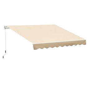 10' x 8' Retractable Awning, Patio Awnings, Sunshade Shelter w/ Manual Crank Handle, UV & Water-Resistant Fabric and Aluminum Frame for Deck, Ba (Option: Beige-1685x220x180 mm)