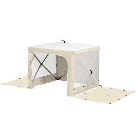 7' x 8' Pop Up Canopy Tent, Camping Tent Sun Shade Shelter with Curtains, Nettings and Carrying Bag, UV-Resistant (Option: White-1650x170x170 mm)