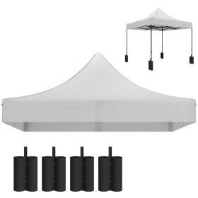 10' x 10' Replacement Canopy Top for Pop Up Canopy Tent with 4 Sand Bags, UPF50+ Protection, White (Option: White-380x280x100 mm)