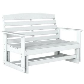 Patio Glider Bench w/ HDPE Slatted Double Rocking Chair, Distressed White (Option: Distressed White-1200x240x700 mm)