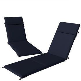 Outdoor Chaise Lounge Cushions Set of 2 with 6 Ties, High-Density Foam, for Patio and Poolside, Navy Blue (Option: Blue-580x370x190 mm)