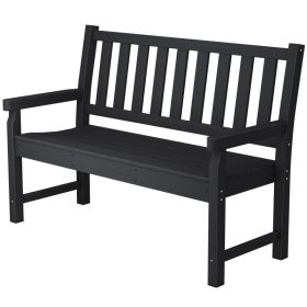2-Person Garden Bench, HDPE Outdoor Bench with 530 lbs Capacity, Curved Seat for Backyard, Park, Porch, Lawn, Black (Option: Black-1310x625x145 mm)