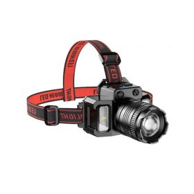 Rechargeable Head Lamp for Camping/Running/Hiking/Fishing (Color: Black & Red, Type: Headlamp)