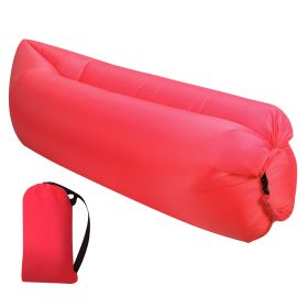 Inflatable Lounger Air Sofa Lazy Bed Sofa w/ Portable Organizing Bag Water-Resistant Anti-Leaking for Backyard Lakeside Beach Traveling Camping P (Color: Red, size: One size)