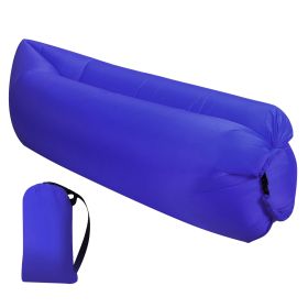 Inflatable Lounger Air Sofa Lazy Bed Sofa w/ Portable Organizing Bag Water-Resistant Anti-Leaking for Backyard Lakeside Beach Traveling Camping P (Color: Royal Blue, size: One size)